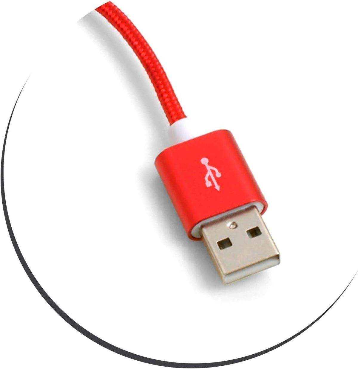 SYSTEM-S Micro USB Kabel (male) zu USB A 2.0. (male) Adapter Datenkabel Ladekabel 25cm Nylon-Geflochten in Rot - DREIKS