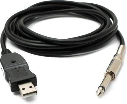 SYSTEM-S 3 meter USB Gitarrenkabel Basskabel Kabel Klinkenstecker USB zu Audio 1/4  6.3mm Male - DREIKS