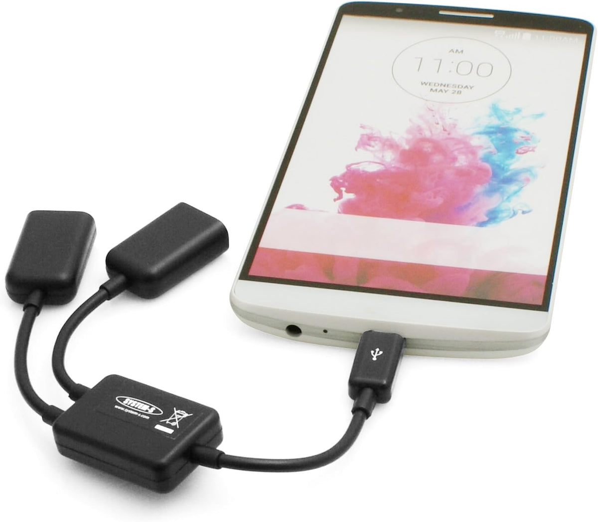USB 2.0 Micro-B (male) Kabel auf 2X USB A (female) Weichen- Lade- und Datenkabel für Smartphones und Tablets 17cm | System-S
