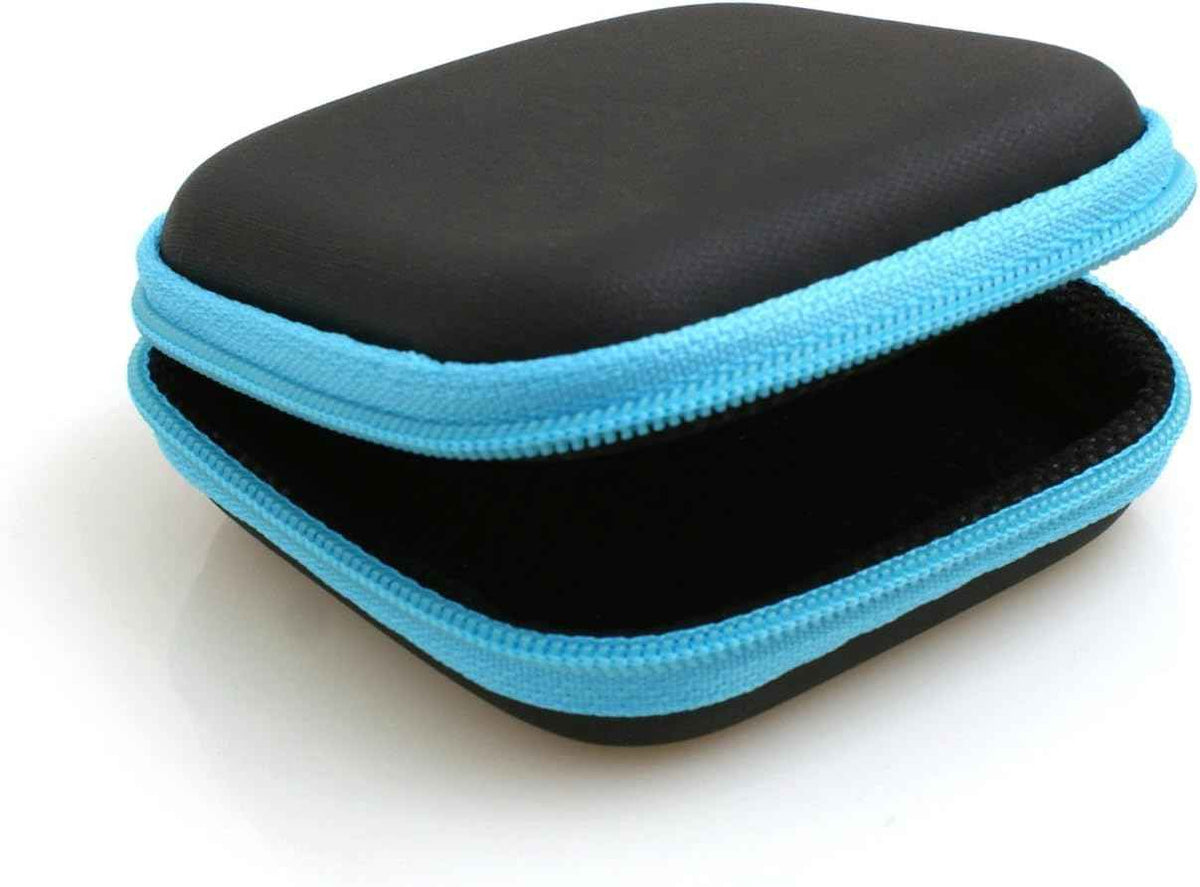 System-S stoßsicheres Kabelschutz Reißverschluss Etui Tasche Box Hülle für Kopfhörer in schwarz-blau - DREIKS