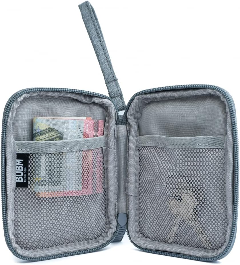 SYSTEM-S Schutztasche gepolstert Spritzwasser geschützt Tasche Case in Grau für Powerbank Kopfhörer - DREIKS
