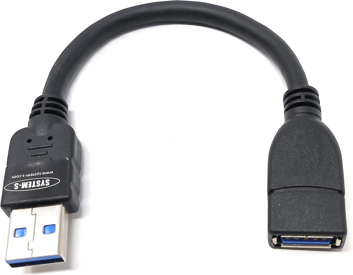 System-S USB 3.0 Typ A (male) auf USB 3.0 Typ A (female) Ladekabel Datenkabel Verlängerungskabel 11 cm - DREIKS