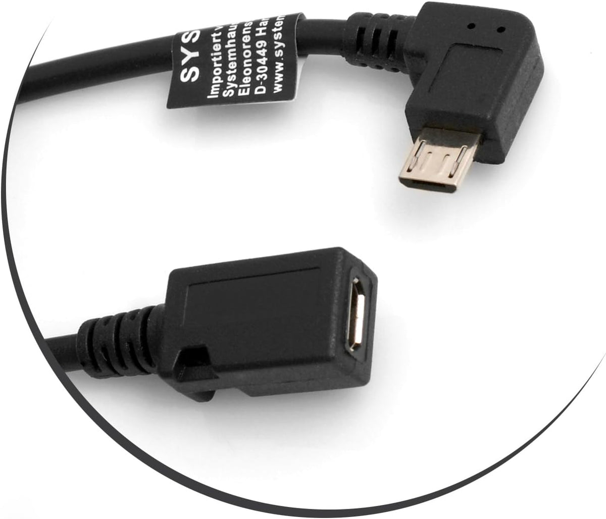 SYSTEM-S Micro USB 90° links Winkel zu Micro USB Buchse 27 cm Kabel - DREIKS