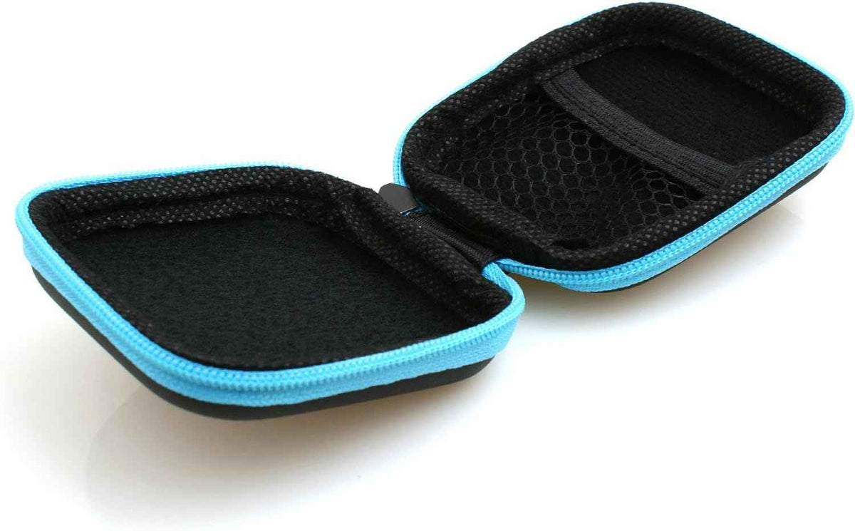 System-S stoßsicheres Kabelschutz Reißverschluss Etui Tasche Box Hülle für Kopfhörer in schwarz-blau - DREIKS