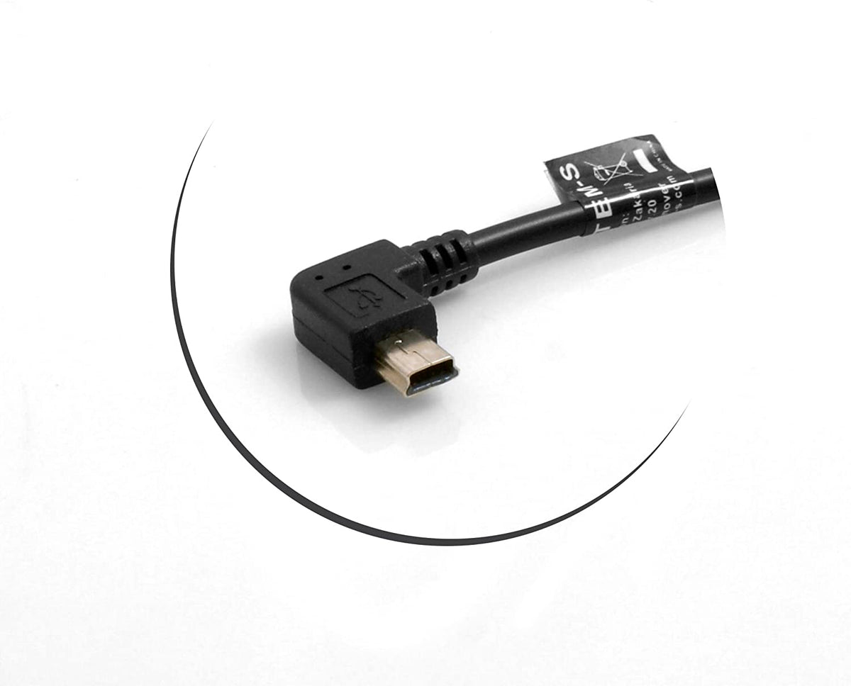 SYSTEM-S Mini USB 90° cable left angled angled plug to USB Type A (Male) 90° right angled cable data cable charging cable 20cm 