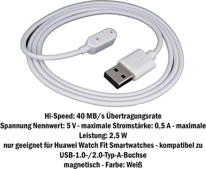 SYSTEM-S USB 2.0 Kabel in Weiß Ladekabel für Huawei Watch Fit Smartwatch - DREIKS