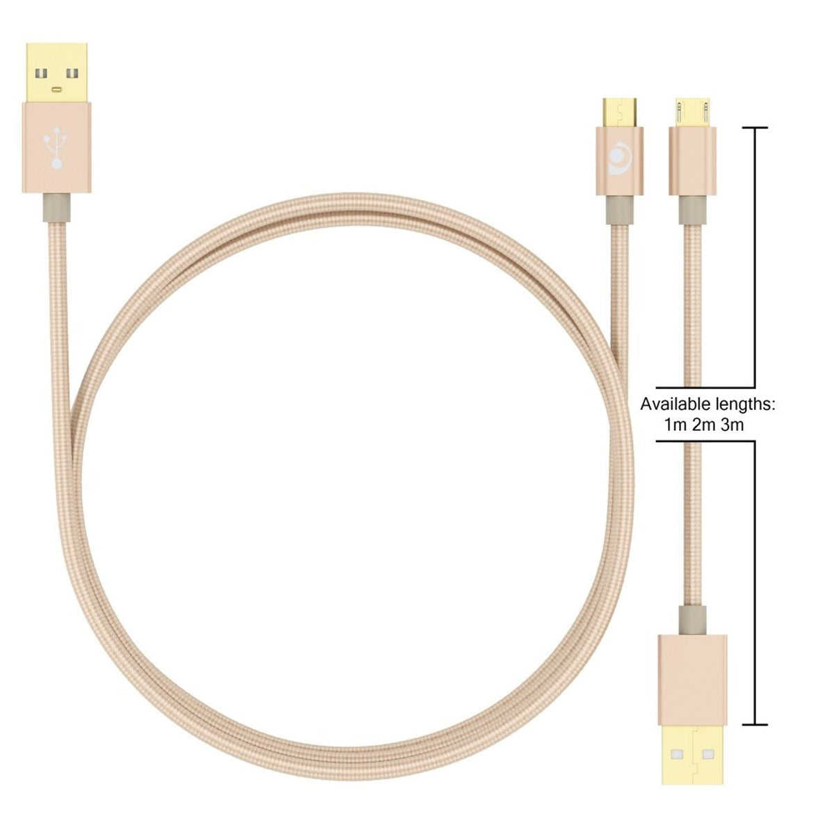 NALIA 2m Micro USB Kabel, Stabiles Nylon umflochtenes Sync Handy High Speed Ladekabel/ Datenkabel kompatibel mit z.B. Android Smartphones, Samsung, Huawei, HTC, LG, Sony, Nokia etc. - Gold