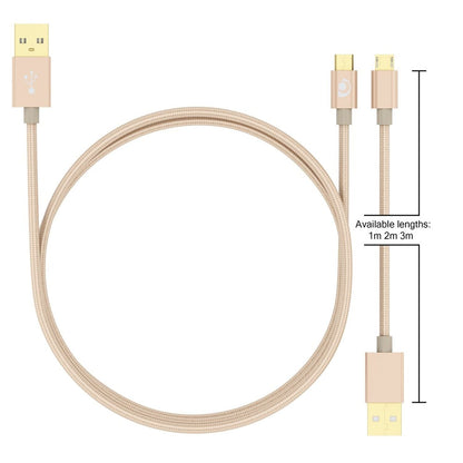 NALIA 2m Micro USB Kabel, Stabiles Nylon umflochtenes Sync Handy High Speed Ladekabel/ Datenkabel kompatibel mit z.B. Android Smartphones, Samsung, Huawei, HTC, LG, Sony, Nokia etc. - Gold
