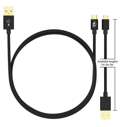 NALIA 3m Micro USB Kabel, Stabiles Nylon umflochtenes Sync Handy High Speed Ladekabel/ Datenkabel für Android Smartphones (kompatibel mit Samsung, Huawei, HTC, LG, Sony, Nokia etc.) - Schwarz