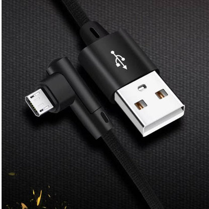 SYSTEM-S Micro USB Kabel 90° grad rechts gewinkelt Winkelstecker zu USB 2.0 Typ A 90° Grad rechts gewinkelt Datenkabel Ladekabel 20 cm in Schwarz - DREIKS