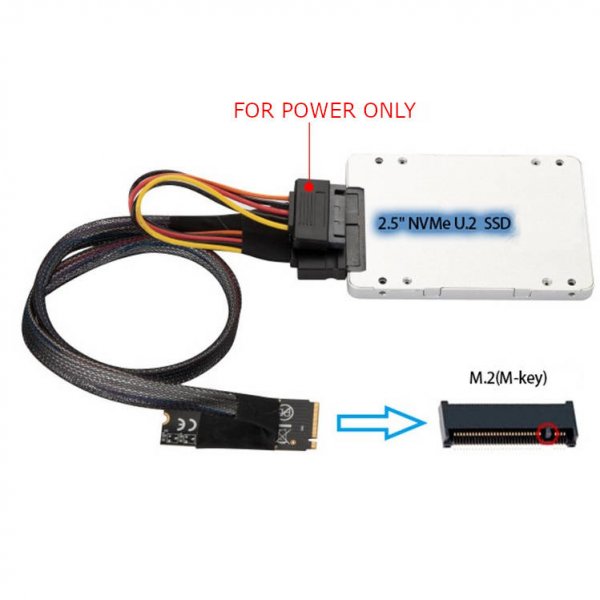 SYSTEM-S M.2 cable 100 cm M-Key to U.2 SFF-8639 NVMe adapter for SSD hard drive motherboard
