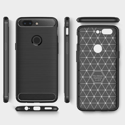 NALIA Silikonhülle für OnePlus 5T – Rutschfest & Matt – VORTEX (Gebürstete Optik & Carbon Design) – Marke aus Berlin