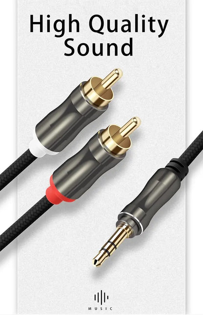 AUX 3.5mm Male to RCA Male Cable Audio RCA Gold Plated