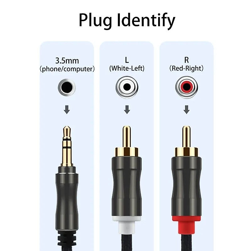 AUX 3.5mm Male to RCA Male Cable Audio RCA Gold Plated