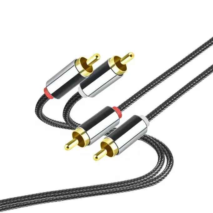 Premium Cinch Kabel Audio AUX 2 Stecker RCA Stereo HiFi Vergoldet Nylon oder TPE - DREIKS