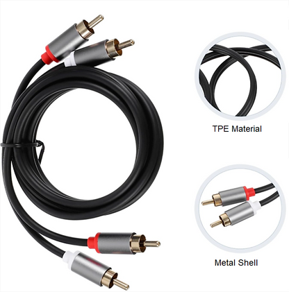 Premium Cinch Kabel Audio AUX 2 Stecker RCA Stereo HiFi Vergoldet Nylon oder TPE - DREIKS