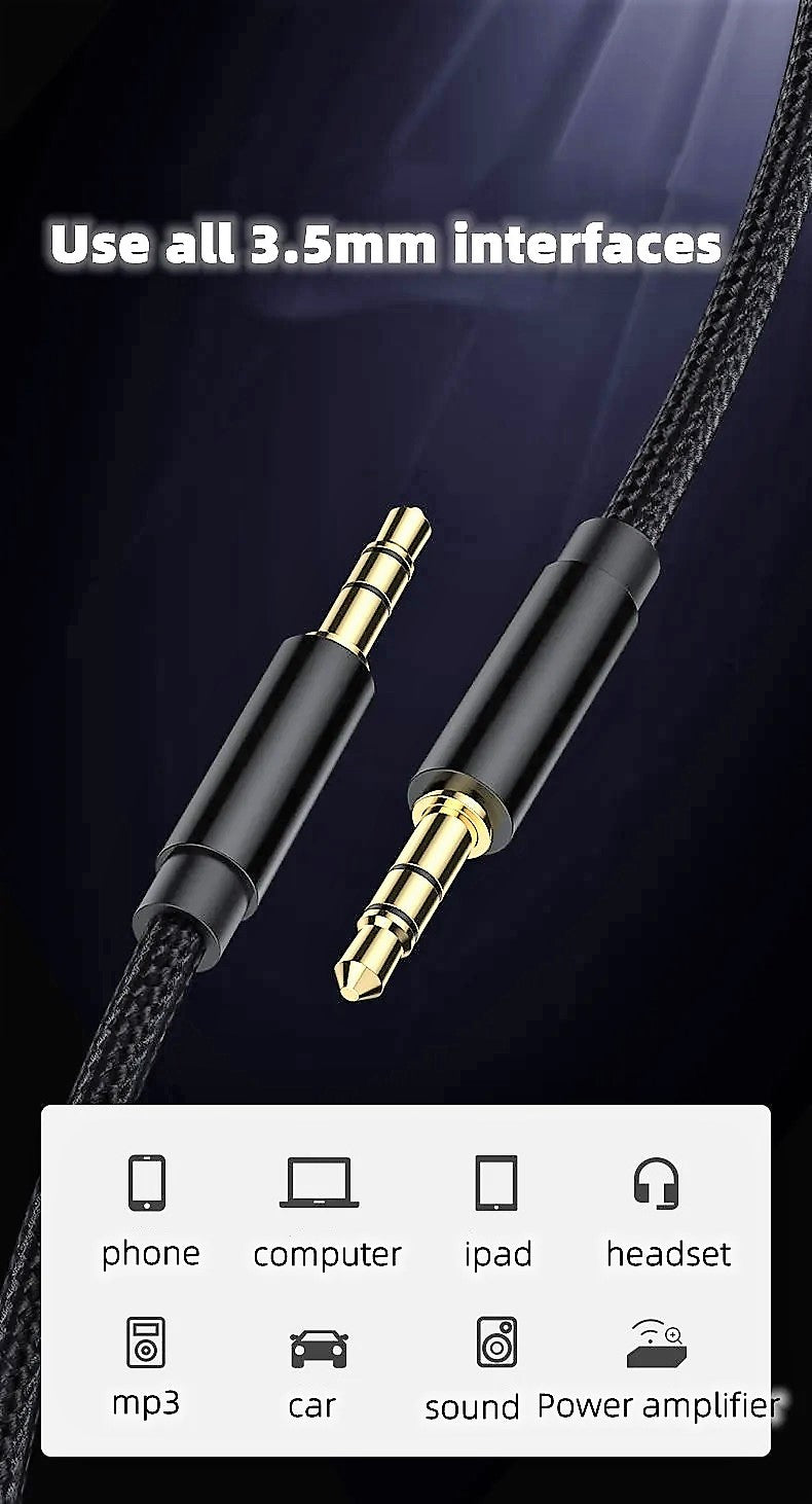 AUX 3.5mm Male to 3.5mm Male Cable Audio Gold Plated