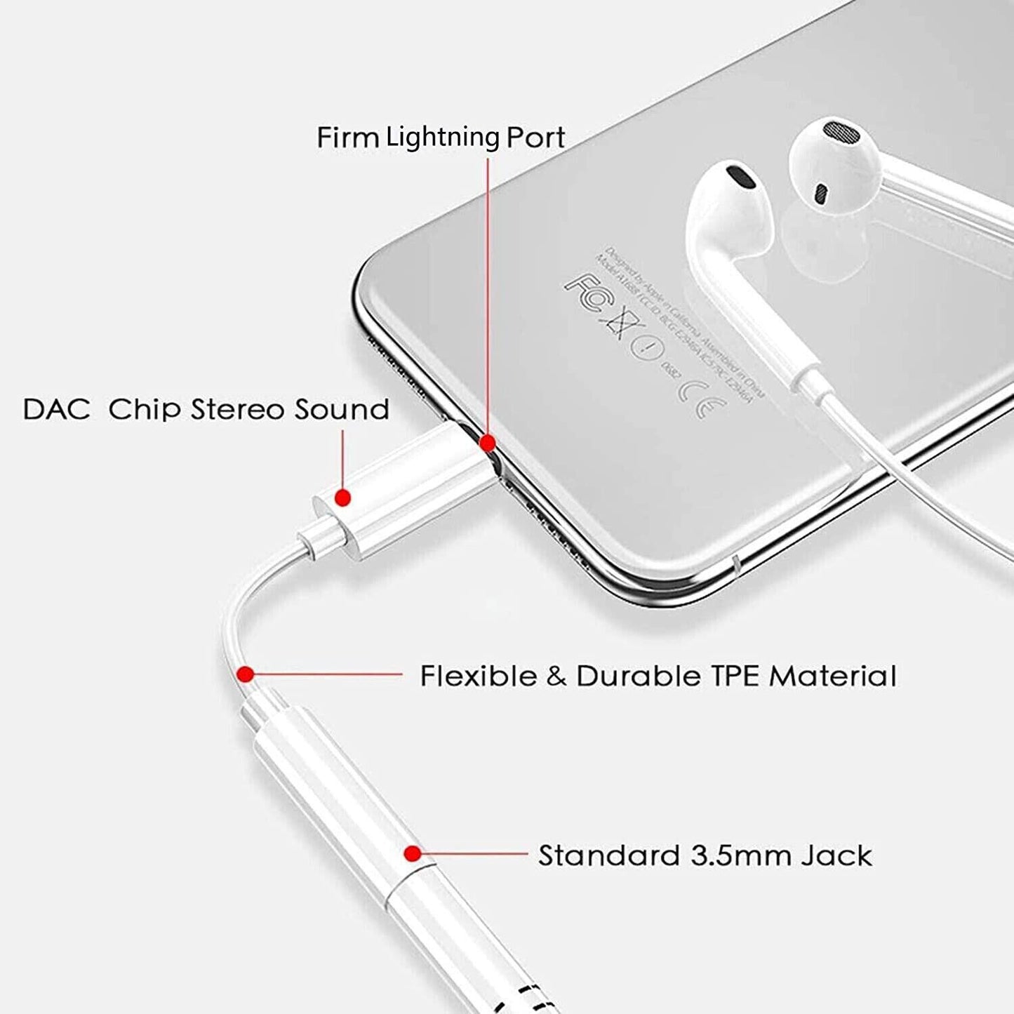 AUX 3.5mm Female to 8-Pin iPhone Audio Adapter Cable