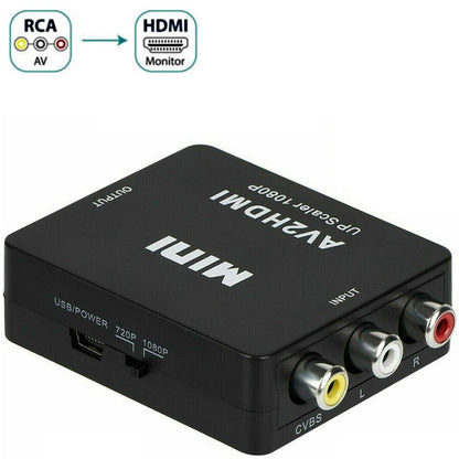 AV RCA Buchse auf HDMI Buchse Adapter Konverter Full HD 1080P Audio Video CVBS zu HDMI