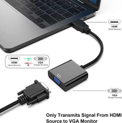 HDMI-Stecker auf VGA-Buchse, Adapter, Konverter, D-Sub, 15-polig, Full HD 1080p, vergoldet