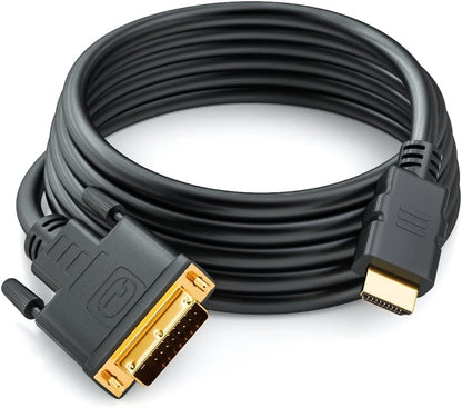 Bidirektionaler HDMI-Stecker auf DVI-Stecker und DVI-Stecker auf HDMI-Stecker, Kabelkonverter, Full HD 1080p, vergoldet