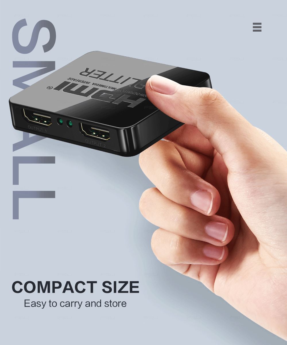 1-in-2-out-HDMI-Splitter 4K Ultra HD 4K@30Hz 1080p@60Hz