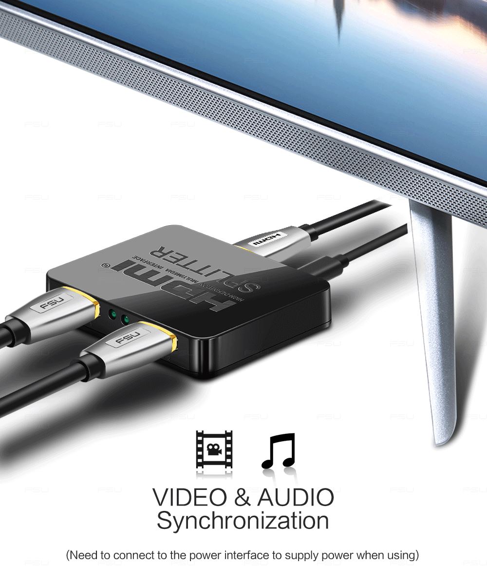 1-in-2-out-HDMI-Splitter 4K Ultra HD 4K@30Hz 1080p@60Hz