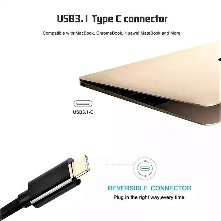 USB-C-Stecker auf HDMI-Stecker-Kabel, 1,8 m, 4K@30 Hz, USB-C 3.1 vergoldet