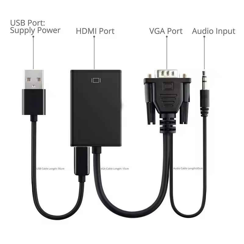 VGA auf HDMI Adapter mit Audio Full HD 1080p VGA zu HDMI Konverter PC Laptop - DREIKS