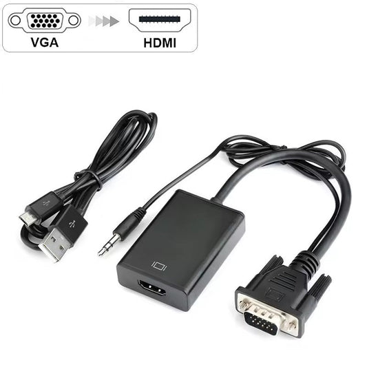 VGA Male to HDMI Female Adapter with Audio Converter D-Sub 15-Pin Full HD 1080p