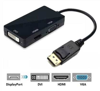 DisplayPort auf HDMI DVI VGA Adapter DP Konverter 3in1 1080p Schwarz oder Weiß - DREIKS