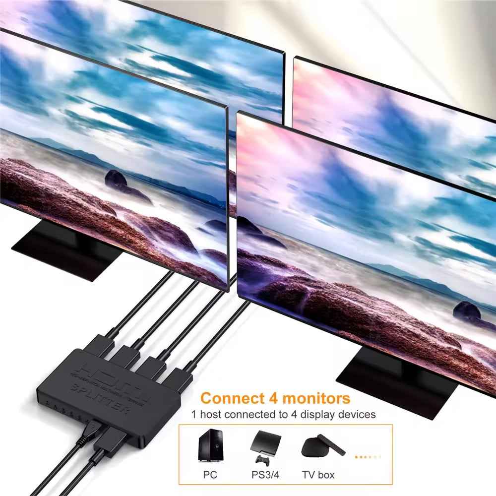 1-in-4-out HDMI Splitter Verteiler 4K 3D 4K@30Hz 1080p@60Hz Ultra HD Adapter - DREIKS