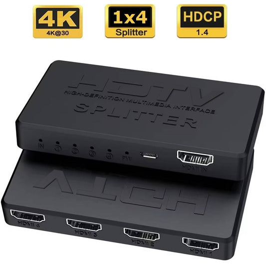 1-in-4-out HDMI Splitter 4K Ultra HD 4K@30Hz 1080p@60Hz