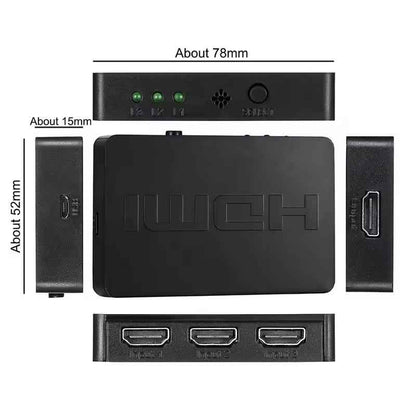 3-in-1-out HDMI Switch Umschalter Fernbedienung Ultra HD 4K oder Full HD 1080p - DREIKS
