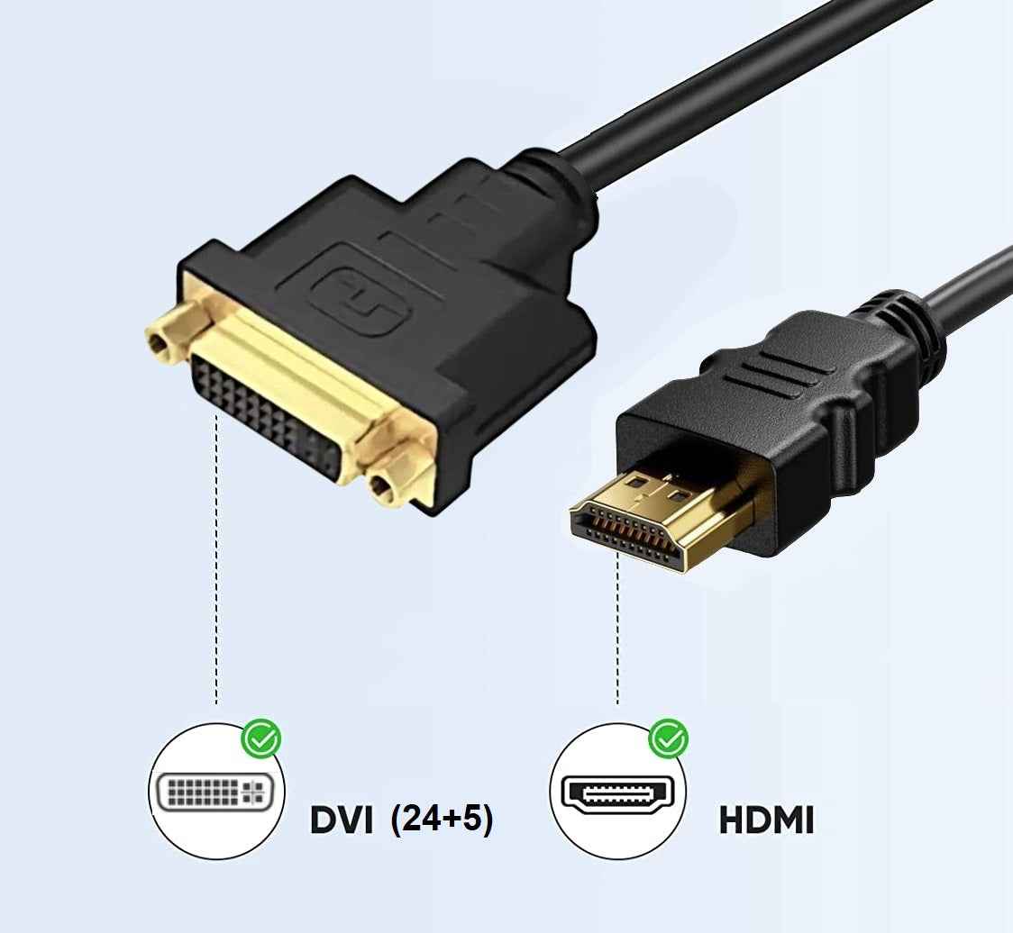 Bidirektionales HDMI zu DVI Adapter Kabel DVI-I Buchse auf HDMI Stecker 1080p - DREIKS