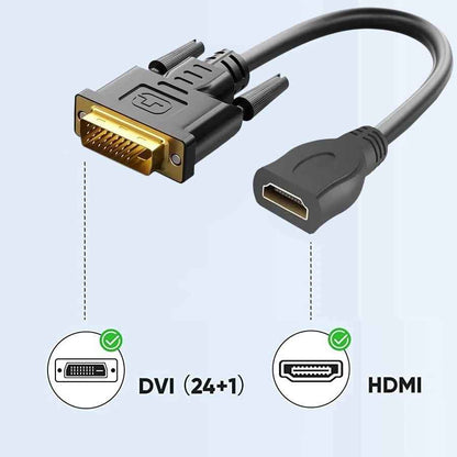 Bidirektionales DVI zu HDMI Adapter Kabel DVI-D Stecker auf HDMI Buchse 1080P - DREIKS