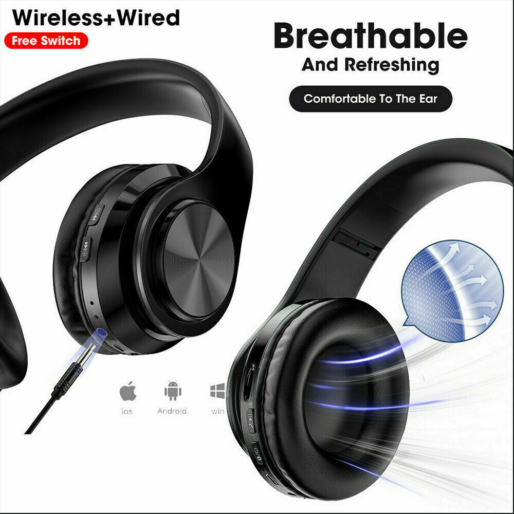 Over-Ear Headphones Bluetooth Wireless Foldable with LED Lights