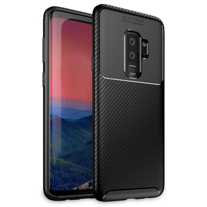NALIA Silikonhülle für Samsung Galaxy S9 Plus – Rutschfest & Matt – VORTEX (Gebürstete Optik & Carbon Design) – Marke aus Berlin