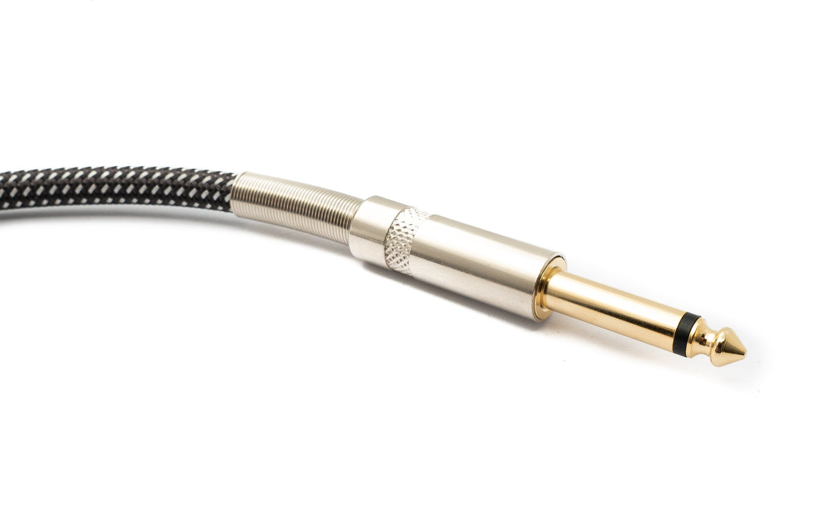 SYSTEM-S Audio Cable 30 cm 6.35 mm jack plug to plug nylon braided kink protection AUX