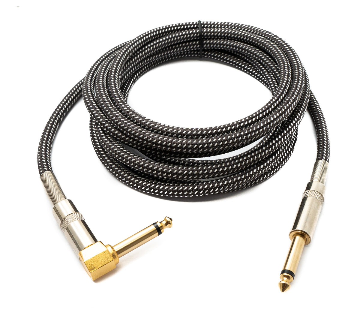 SYSTEM-S Audio Cable 3 m 6.35 mm jack plug to plug angled nylon braided kink protection AUX