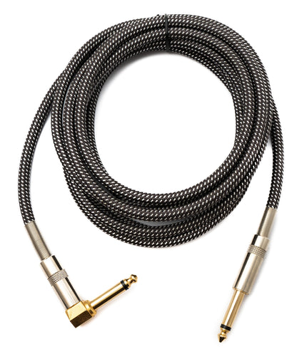 SYSTEM-S Audio Cable 3 m 6.35 mm jack plug to plug angled nylon braided kink protection AUX