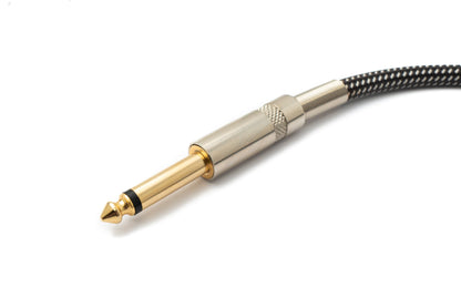 SYSTEM-S Audio Cable 100 cm 6.35 mm jack plug to plug angled nylon braided kink protection AUX
