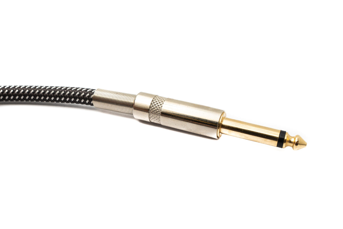 SYSTEM-S Audio Cable 3 m 6.35 mm jack plug to plug angled nylon braided kink protection AUX