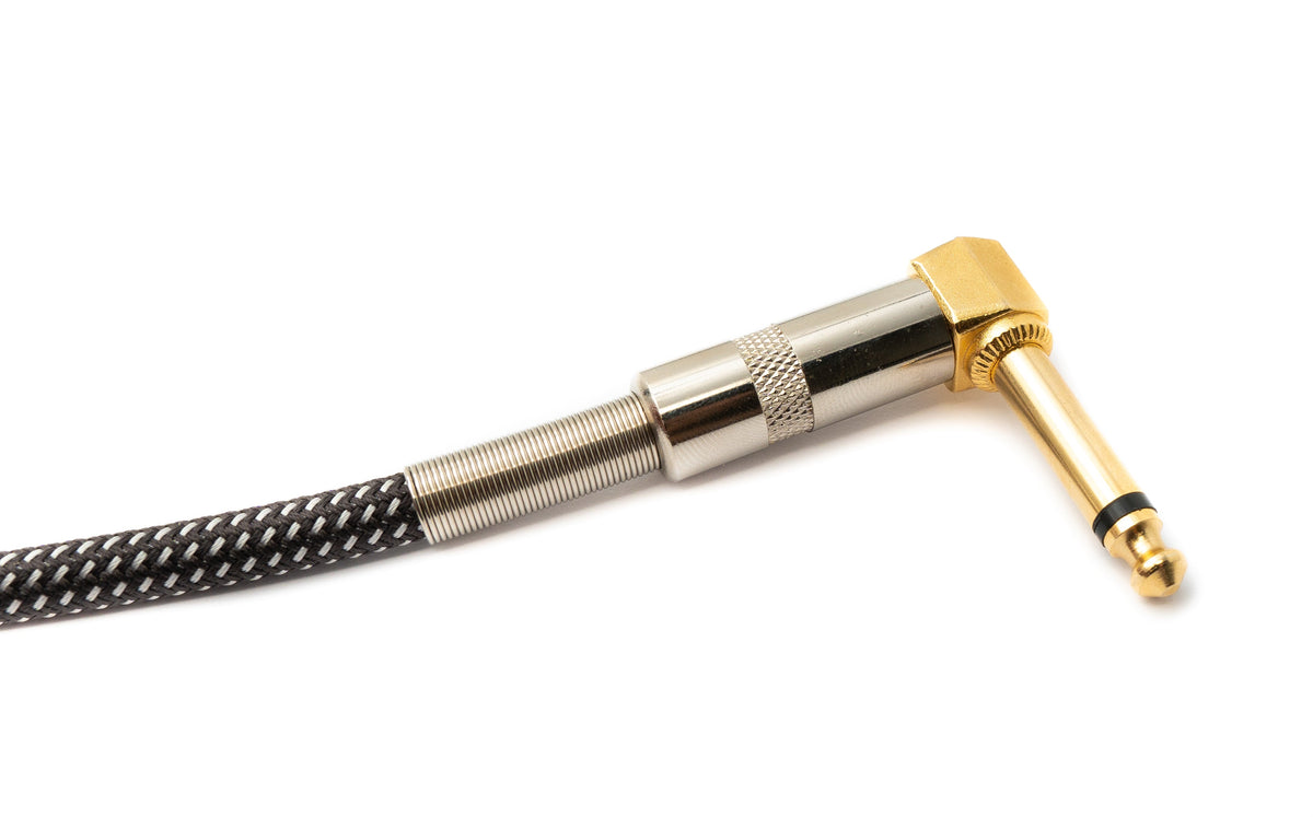 SYSTEM-S Audio Cable 100 cm 6.35 mm jack plug to plug angled nylon braided kink protection AUX