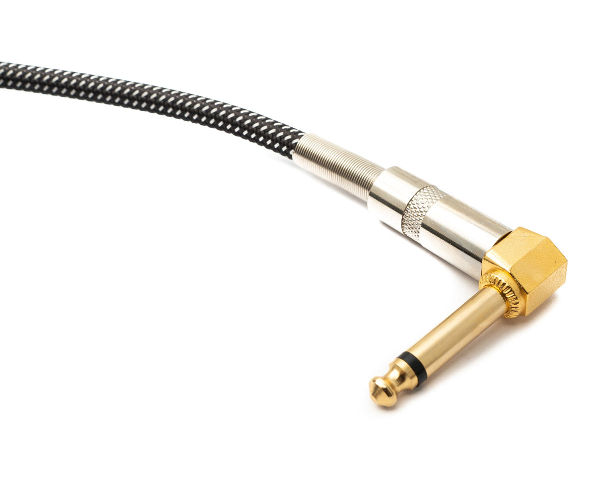 SYSTEM-S Audio Cable 3 m 6.35 mm jack plug to plug angled nylon braided kink protection AUX
