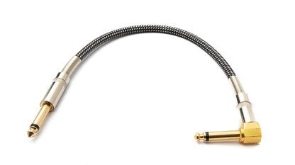 Audio Kabel 30 cm 6.35 mm Klinke Stecker zu Stecker Winkel Nylon geflochten Knickschutz AUX | System-S