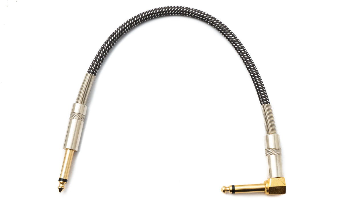 Audio Kabel 30 cm 6.35 mm Klinke Stecker zu Stecker Winkel Nylon geflochten Knickschutz AUX | System-S