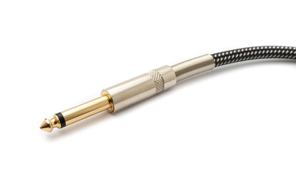 Audio Kabel 30 cm 6.35 mm Klinke Stecker zu Stecker Winkel Nylon geflochten Knickschutz AUX | System-S