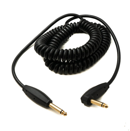 Audio Kabel 3 m 6.35 mm Klinke Stecker zu Stecker Winkel AUX Stummschalter Spirale Schwarz | System-S