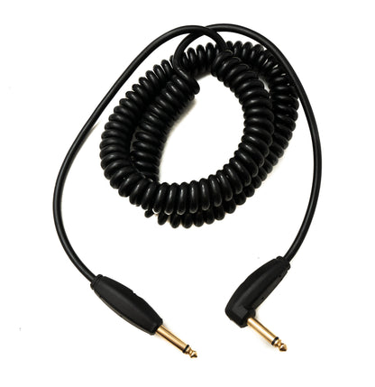 Audio Kabel 3 m 6.35 mm Klinke Stecker zu Stecker Winkel AUX Stummschalter Spirale Schwarz | System-S